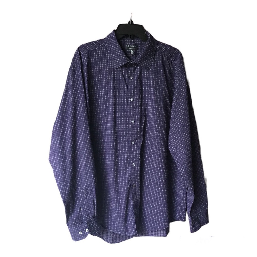 Alfani Purple Blue Printed Long Sleeve Button Down Shirt Size XL